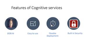 Features of Cognitive services
$
$
 