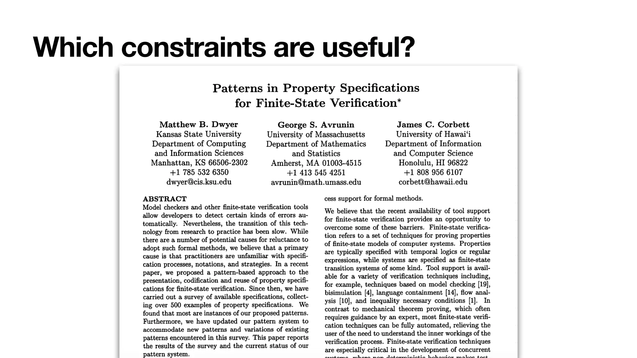 Which constraints are useful?
 