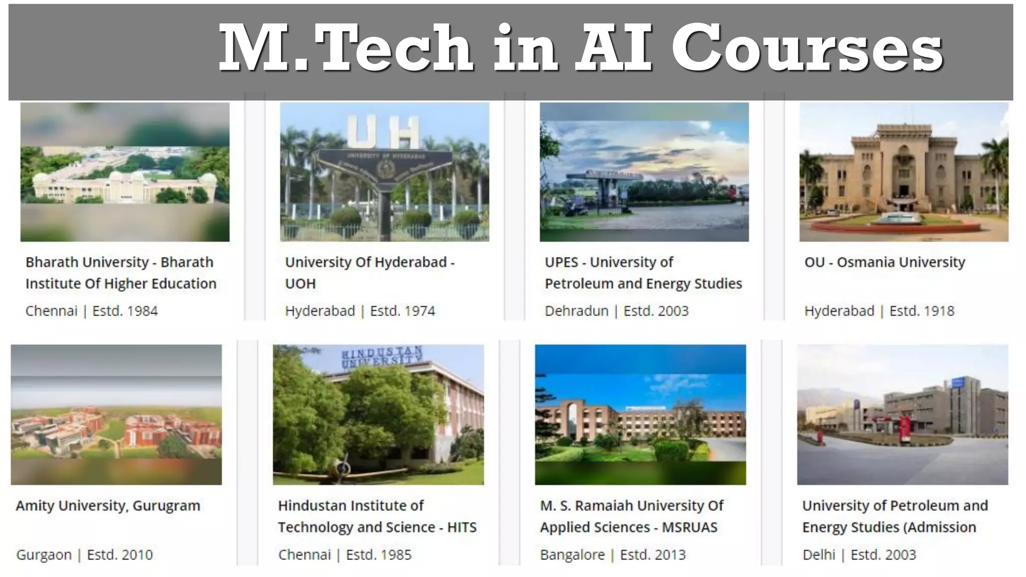 M.Tech in AI Courses
 