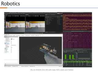 Robotics
HIL on NVIDIA Orin NX with Isaac ROS vslam and Nvblox
 