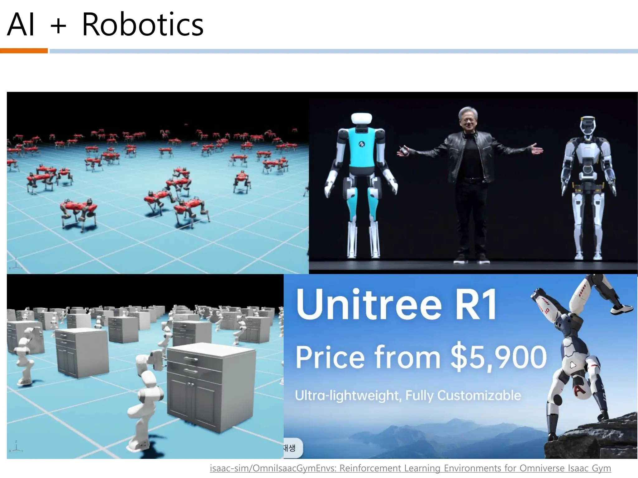 AI + Robotics
isaac-sim/OmniIsaacGymEnvs: Reinforcement Learning Environments for Omniverse Isaac Gym
 