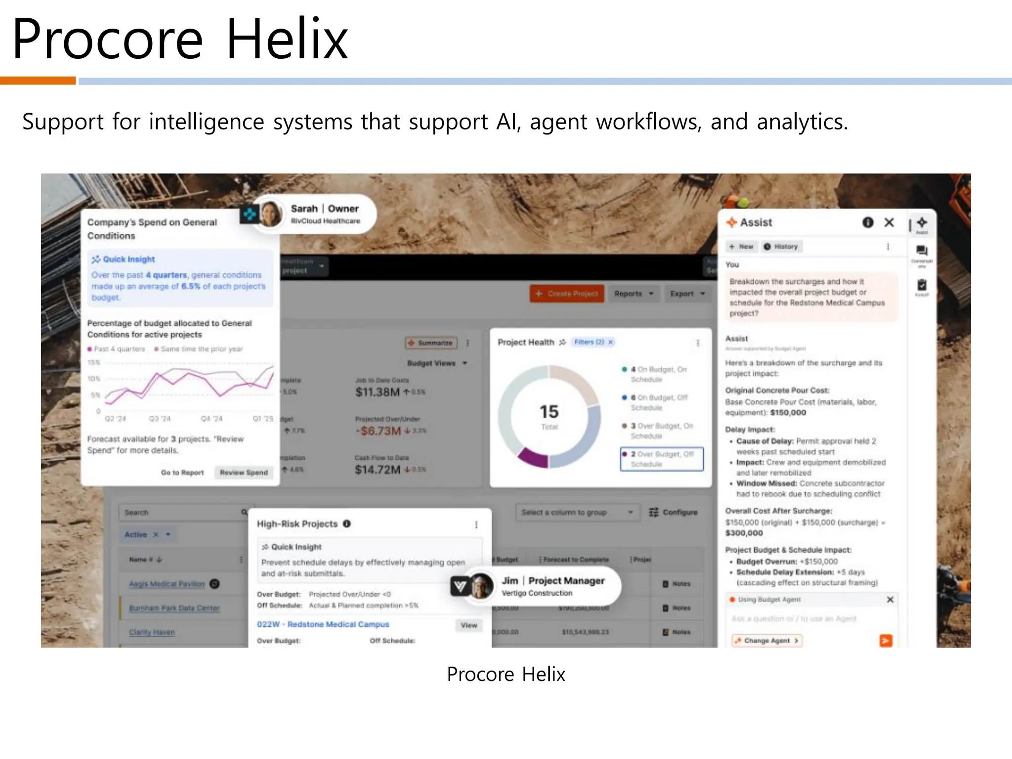 Procore Helix
Procore Helix
Support for intelligence systems that support AI, agent workflows, and analytics.
 
