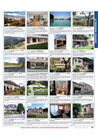 06 ALPES MARITIMES THEOULE S/MER PROPRIETE F5 200 m²
Terrain: 1870 m² 2 500 000€ Ref: 818132 - 06.20.50.50.03

06 ALPES MARITIMES VALLAURIS PROPRIETE F6 280 m² Terrain: 2000 m²
3 000 000€ Ref: 815791 - 06.18.07.02.76

06 ALPES MARITIMES NICE TERRAIN Surface: 2.5 ha 350 000€
Ref: 816822 - 04.93.37.95.02

Nice à 20 mn. Rare et exceptionnel. Bâtisse 18ème, 22 pièces. Façades et toitures refaites. Fenêtres et volets neufs. Belles caves voûtées 350 m² + annexes. COS résiduel pour 5 villas. 200 oliviers AOC ancestraux. Ruisseau,
bassin 120000 L. / classe énergie: NC

Vue mer sur baie de Cannes, rade de Théoules. Propriété, spa de nage, 3 terrasses, COS résiduel 290m², 4 chambres avec salles de bains, séjour 45m²,
cheminée, cuisine US, garage 3 places, ascenseur. Calme absolu. Écrin de
verdure. / classe énergie: NC

Exceptionnelle,sur les hauteurs de Vallauris, vue panoramique 180° mer et
cap d'Antibes, propriété en 2 appartements indépendants ou communicants,
type F3, en pierres, 2 terrasse, piscine 14x5, pool house, garage 100m², parking, commodités / classe énergie: NC

Exceptionnel sur hauteur colline niçoise. Aéroport 10 mn. Terrain de 2957 m²
dont 1500 m² constructible. Exposition Sud Est. Calme. Accès et viabilité aux
abords du terrain, commodités, domaine vignoble de Bellet.

06 ALPES MARITIMES NICE TERRAIN Surface: 5969 m² 1 000 000€
Ref: 815316 - 06.65.07.98.09

07 ARDÈCHE ST JUST D ARDECHE APPARTEMENT F4 110 m²
Terrain: 97 m² 264 900€ Ref: 815108 - 06.08.61.30.39

07 ARDÈCHE MALARCE S/LA THINES MAISON 140 m² Terrain: 468 m²
275 000€ Ref: 816508 - 09.51.92.06.35

07 ARDÈCHE LAMASTRE MAISON F7 250 m² Terrain: 10000 m²
600 000€ Ref: 813861 - 06.89.43.96.30

Beau terrain, exposition sud est, constructible, cos 0,5 sur 4270m² dont 0,2
pour l'habitat (2135m² Shon), eau électricité, à 300m tout à l'égout, sur place calme, proche toutes commodités, certificat d'urbanisme positif. Zone
UED.

A vendre appartement T4 dans résidence de standing, sécurisée, avec terrasse de 38 M² et jardin de 97 M² rez de chaussée + 2 parkings / classe énergie: D

Maison de caractère, typiquement ardèchoise bâtie en lauzes. Jolie cour interieure, 3 chambres, cuisine équipée, grande pièce de vie de 40m², bibliothèque. 2 caves, 1 cellier. Jardin arboré avec arrosage. Garage. Atelier / classe
énergie: F

Grande maison avec vue dominante sur Lamastre. Très belle prestations de
qualité. Salon, salle à manger, bar, bureau, 4chambres, 2salles de bains.
Grand garage, caves. Au grand calme, proche de la ville. 90kms de Lyon et
40kms de Valence. / classe énergie: NC

07 ARDÈCHE SANILHAC TERRAIN Surface: 6500 m² 200 000€
Ref: 816600 - 04.66.82.60.94

08 ARDENNES 12 KM CHARLEVILLE FOND DE COMMERCE TABAC PRESSE
LOTO FLEURISTE PHOTOS 199 000€ Ref: C757081 - 03.24.35.60.31

08 ARDENNES RETHEL MAISON F6 150 m² Terrain: 422 m² 168 000€
Ref: 1011686 - 04.99.74.74.85

08 ARDENNES VAUX MONTREUIL MAISON F10 300 m² Terrain: 3500 m²
200 000€ Ref: 817613 - 06.47.73.88.09

Ardèche idéalement placé, superbe terrain arboré constructible sur 4500m².
Vue imprenable viabilisation en bordure du terrain.A 30 minutes d'Aubenas
idéal pour tout acheteur aimant la nature et la tranquillité.A 10 minutes des
commerces.

FOND DE COMMERCE TABAC PRESSE LOTO JOURNAUX FLEURISTE BILLETERIE SNCF PHOTOS DECORATION POINT VERT ALARME AUX NORMES 70 m²
commercial reserve 200 m² cave affaire tenue depuis 60 ans avec maison attenante de 200 m² T6 4 chambres 900 E/mois FONDS / classe énergie: E

Maison de ville en campagne, sans vis à vis. Rue sans issue, proche centre
ville. Terrain clos arboré. Garage 2 voitures, 2 caves, véranda. Salon, séjour,
cuisine équipée ouverte, 2 wc, salle d'eau multijets, 4 chambres, bureau,
chaufferie. / classe énergie: D

Maison de caractère, vue imprenable sans vis à vis. Bois, sapinières, 35 cerisiers. Piscine 7 x 4 sud. Peut convenir en gîte. Appartement indépendant 3
pièces. Maison 4 chambres, salon séjour 60 m², terrasse, 2 caves, grange
aménageable. / classe énergie: E

08 ARDENNES AUVILLERS LES FORGES MAISON F6 180 m² Terrain:
1000 m² 248 000€ Ref: 817617 - 06.71.12.86.03

08 ARDENNES DRAIZE MAISON F8 200 m² Terrain: 2000 m² 250 000€
Ref: 816066 - 06.77.68.52.17

08 ARDENNES SEDAN MAISON F10 400 m² Terrain: 250 m² 345 000€
Ref: 816071 - 06.62.40.02.80

08 ARDENNES GIVET MAISON F5 100 m² Terrain: 11700 m² 355 000€
Ref: 817616 - 03.24.42.34.12

Sous sol complet, garage 2 voitures. 180 m² : 5 chambres, bureau, cuisine
équipée. Aucun travaux. Terrain clos arboré, dans un secteur calme. Libre. /
classe énergie: D

Ancien corps de ferme rénové, terrain clos paysager. Piscine couverte chauffée 10X5m, plein sud. Buanderie, grange aménageable 200 m². 2 salons, séjour, coin repas, cuisine équipée, salle d'eau + douche italienne, 2 wc, 4
chambres, bureau. / classe énergie: E

Propriété en plein centre ville, art déco. 4 niveaux, sous sol complet: 7 compartiments. Hall, 3 salons, salle réception, cuisine équipée, buanderie, 3 wc,
salle bains + eau, 5 chambres, bureau, jeux, grenier. Appartement indépendant 55 m² / classe énergie: D

Propriété retirée sans vis à vis, terrain constructible de 11700 m². Sur les
hauteurs, vue imprenable sur Givet : 355 000 E : immeuble de rapport,
centre ville, refait à neuf, 2 appartements : T7 et T2 : 205 000 E. / classe
énergie: E

08 ARDENNES FUMAY MAISON F10 500 m² Terrain: 417 m² 455 000€
Ref: 817612 - 03.24.41.29.66

08 ARDENNES LA CERLEAU MAISON F8 520 m² Terrain: 2.5 ha
1 985 000€ Ref: 817472 - 06.68.20.65.65

09 ARIEGE FOIX APPARTEMENT F4 88 m² 120 000€ Ref: 805704 06.42.83.08.95

09 ARIEGE ROQUEFIXADE MAISON F8 240 m² Terrain: 200 m² 170 000€
Ref: 1010835 - 05.34.01.55.42

Propriété de caractère du 18ème, plein centre ville, vue sur la Meuse. Parc
paysager. Actuellement 3 chambres d'hôtes, avec salle de bains + eau. 10
pièces. Grenier aménageable isolé, véranda, chaufferie, poutres apparentes.
Gaz de ville. / classe énergie: NC

Propriété de caractère. Terrain clos arboré, sans vis à vis, sans travaux. Sous
sol complet, 2 garages motorisés, chaufferie, cave, atelier. Salon séjour, réception, bar, cuisine équipée, 2 wc, bains balnéo + eau, 6 chambres, bureau.
/ classe énergie: NC

Appartement entièrement rénové au 1er étage dans petite résidence, garage
parking cave, cellier, préau, parc. Commodités sur place. Quartier calme près
du centre ville. 1h d'Andorre, 1h de Toulouse. / classe énergie: E

A Roquefixade, l'un des plus beaux village de l'Ariège en pleine nature. Maison de village idéalement située au calme et très ensoleillée. Sur les sentiers
cathare entre Foix et Montsegur. Entièrement rénovée. Idéal gîte / classe
énergie: C

Visitez les biens à distance sur : www.immobilier100pour100entreparticuliers.fr

N ° 9 1 • M A R S - A V R I L 2014

13

LE PANORAMA COULEURS

06 ALPES MARITIMES BENDEJUN PROPRIETE F27 550 m²
Terrain: 70605 m² 1 505 000€ Ref: 819129 - 04.93.14.07.08

 