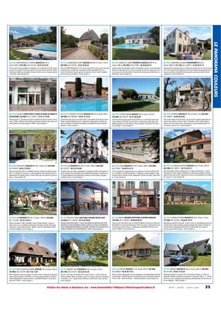 25 DOUBS DANNEMARIE S/CRETE MAISON F13 580 m² Terrain: 2100 m²
660 000€ Ref: 816497 - 03.81.50.63.81

25 DOUBS BAUME LES DAMES PROPRIETE AGRICOLE F10 310 m²
Terrain: 2800 m² 495 000€ Ref: 817845 - 06.38.60.69.27

26 DROME MONTBRUN LES BAINS APPARTEMENT F2 40 m²
Terrain: 30000 m² 161 750€ Ref: 940675 - 01.60.58.41.14

Dans secteur calme, privilégié et verdoyant .10 mn Besançon et A36, maison
sur sous-sol complet.Terrain clos arboré. Piscine couverte motorisée 10x5m.
Pool house. Matériaux de qualité.Terrasse carrelée au sud. Garage motorisé
2 véhicules / classe énergie: NC

Dans le GRAND BESANCON, à 10 mn du centre-ville et 20 mn gare TGV, jolie
propriété avec actuellement 4 chambres d'hôtes (possibilité tous commerces) Prestations haut de gamme. Secteur très calme. Cadre champêtre
proche toutes commodités. / classe énergie: D

Quartier calme et résidentiel, toutes commodités sur place, 20 mn Besançon.
Maison de style Mansart sur sous-sol complet.Terrain clos arboré sans vis à
vis avec piscine. Vue dominante. Prestations haut de gamme. Matériaux traditionnels. / classe énergie: NC

Appartements aménagés dans le Château de Ferrassieres sur 3 ha de terrain
et à 5 min des thermes de Montbrun les bains.Village classé,appartements
luxueux,excellente rentabilité locative,piscine,sauna,jacuzi,tennis.Site exceptionnel! / classe énergie: NC

26 DROME VALENCE CONFECTION ET VENTE DE ROBE DE MARIÉ ET
ACCESSOIRES 100 000€ Ref: C755007 - 07.61.41.70.00

26 DROME ST MAURICE S/EYGUES MAISON F10 250 m² Terrain: 300 m²
398 000€ Ref: 8000269 - 06.87.27.70.42

26 DROME LIVRON S/DROME MAISON 200 m² Terrain: 10130 m²
420 000€ Ref: 804703 - 06.15.28.40.88

26 DROME VENTEROL MAISON F5 160 m² Terrain: 10 ha 440 000€
Ref: 940901 - 06.08.58.54.85

Emplacement n°1. Boutique de vente et confection robe de mariée et accessoires. Chiffre d'affaires en évolution permanente. Quartier centre ville, commercial piétons. Grande marques. FONDS / classe énergie: A

Grande villa avec piscine et cuisine d'été, à la frontière du Vaucluse et de la
Drôme. Double distribution pour 2 logements indépendants, ou belle résidence secondaire. Prestations de qualité, et possibilité de vente meublé.A
négocier. / classe énergie: D

Ancienne ferme de plain pied rénové, 200m² sur un très beau terrain plat
clos et arboré de 10130m², piscine10X5, au milieu des vergers donc tranquillité garantie.15mn de Valence, 10mn autoroute, 20mn gare TGV. Situation privilégié. / classe énergie: D

5mn centre village, 6 km de Nyons, mas en pierres, poutres apparentes restaurée 1ère maison en pierres 109 m², cheminée, cuisine voutée, dépendances 70m² avec jacuzzi dans véranda pour revenu complémentaire. Terrain arboré, sans vis à vis / classe énergie: E

26 DROME REILHANETTE MAISON F5 100 m² Terrain: 8 ha 460 000€
Ref: 816505 - 06.83.17.99.05

26 DROME DIE MAISON F11 350 m² Terrain: 1600 m² 600 000€
Ref: 813977 - 06.32.67.60.86

26 DROME EURRE MAISON F7 190 m² Terrain: 2000 m² 605 000€
Ref: 816507 - 06.08.25.22.15

26 DROME ST AGNAN EN VERCORS MAISON 450 m² Terrain: 2000 m²
605 000€ Ref: 940251 - 06.31.63.03.11

Maison ancienne de 100 m² habitable, (travaux à prévoir) et 8ha de terrain,
dont 1 ha attenant a la maison. La maison dispose d'une cheminée et de 3
appartements de rapport loués a l'année. Abris pour les voitures. Grands espaces. / classe énergie: NC

Grande maison de maître authentique et entretenue. Salles de réception au
rez de chaussée avec cheminées bois et plafonds d'époque. 4 chambres au
1er étage. Appartement indépendant 4 pièces au 2ème étage. 6 garages,
combles et caves. / classe énergie: E

25 km de Valence. Exposition plein sud, superbe vue. Villa de 2004 de 190
m² sur 2000m², très belle prestations. 4 chambres, cuisine équipée, 2 salles
de bains. Beaux volumes studio indépendant. Piscine. Terrasses. Jardin arboré / classe énergie: B

Bien d'exception, 4faces, façade plein sud, 4 gites opérationnel + surface
habitable de 120m², rapport 30000E/an, nombreuses possibilités d'aménagements, bien dans le parc régional du vercors, vue imprenable, site internet
les revoux.fr. / classe énergie: NC

26 DROME DIE PROPRIETE F7 167 m² Terrain: 13500 m² 583 000€
Ref: 1013056 - 04.75.22.03.41

27 EURE PROCHE DE DREUX BAR TABAC EPICERIE PRESSE JEUX
150 000€ Ref: C756182 - 02.37.82.90.04

27 EURE EVREUX LIBRAIRIE-PAPETTERIE-CARTERIE-MOBILIER
180 000€ Ref: C505503 - 06.86.89.08.49

27 EURE ST MARDS DE FRESNE MAISON F5 200 m² Terrain: 1.85 ha
215 000€ Ref: 816164 - 06.03.87.43.73

Maison de qualité. 148m² habitable+20m² de Belle véranda. 7 pièces, 2
salles d'eau, 2 wc. Chauffage climatisation réversible, isolation thermique.
Cheminée, . Terrain arboré, pinède....800m centre Die. Dépendances 30m²,
Situation privilégié / classe énergie: D

AFFAIRE SAINE TENUE DEPUIS 17 ANS CAUSE DÉPART EN RETRAITE AVEC FORT
POTENTIEL DE DÉVELOPPEMENT DOSSIER COMPLET ET DÉTAILLE DE PRÉSENTATION ET DÉVALUATION DE L'AFFAIRE 14 MÈTRES DE FAÇADE 440 m² DE
SURFACE TERRASSE SUR COUR INTÉRIEURE FONDS / classe énergie: NC

Evreux centre ville affaire saine et clientèle fidélisée. Vend pour retraite une
belle affaire aux volumes interressant 180m² de surface commerciale+soussol total avec réserve, bureau....Nombreuses possibilitées. Bail tous commerces. FONDS / classe énergie: NC

Magnifique propriété normande 'coup de coeur' en colombages,poutres apparentes dans toutes les pièces,grande cheminée dans séjour,tomettes anciennes.Diverses dépendances,terrain de 1ha85 arboré avec verger et
grands espaces,idéal chevaux. / classe énergie: D

27 EURE LE BOSC ROGER EN ROUMOIS MAISON 120 m² Terrain: 2200 m²
250 000€ Ref: 816798 - 06.71.56.11.80

27 EURE ARNIERES S/ITON MAISON F5 105 m² Terrain: 2103 m²
266 100€ Ref: 817074 - 02.32.34.10.20

27 EURE LE TRONCQ MAISON 110 m² Terrain: 3000 m² 285 000€
Ref: 804659 - 06.26.99.77.82

27 EURE VENABLES MAISON F5 260 m² Terrain: 2000 m² 289 000€
Ref: 817080 - 06.82.73.22.40

Belle chaumière normande typique d'environ 120m² comprenant salle salon
ouvert, belle cheminée, 3 chambres, sur terrain paysagé arboré de 2200m² +
studio indépendant en style normand + possibilité d'acquérir un terrain attenant de 1100m². / classe énergie: E

Evreux à 4 km, dans le triangle Caen / Rouen / Paris, à 1 h par le train. Pavillon de qualité. Séjour en marbre, cuisine, coin repas, salon avec cheminée,
3 chambres, 2 wc. 1 grand grenier, idéal pour salle de sport. Sous-sol total. /
classe énergie: E

Dans un cadre de quiétude nous vous proposons une Authentique chaumière normande à 1h00 de Paris par le train d'Evreux ou Val de Reuil proche de
l'A13 et A28 - 30mm de Rouen - 1h00 de Deauville. / classe énergie: NC

Idéalement située, à 15 mn de l'A13 et Tourville la Rivière, à 1 h Paris et
Deauville. Pavillon d'architecte comprenant 1 maison de 260 m² + 1 maison
de 50 m² au sol. 2 garages, cour macadam, grand parking. Très bon état. Jolie vue dégagée. / classe énergie: A

Visitez les biens à distance sur : www.immobilier100pour100entreparticuliers.fr

N ° 9 1 • M A R S - A V R I L 2014

25

LE PANORAMA COULEURS

25 DOUBS MONTFERRAND LE CHATEAU MAISON F6 220 m²
Terrain: 9700 m² 595 000€ Ref: 814106 - 03.81.56.52.03

 