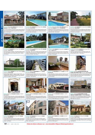 LE PANORAMA COULEURS

33 GIRONDE AVENSAN VILLA PRESTIGE F6 280 m² Terrain: 6.3 ha
600 000€ Ref: 815851 - 06.50.14.58.73

33 GIRONDE BRUGES MAISON F9 250 m² Terrain: 1500 m² 620 000€
Ref: 817083 - 06.75.21.92.76

33 GIRONDE ARTIGUES PRES BORDEAUX VILLA PRESTIGE F8 230 m²
Terrain: 1958 m² 630 000€ Ref: 817191 - 06.75.00.54.76

33 GIRONDE LA BREDE MAISON F6 175 m² Terrain: 5000 m² 650 000€
Ref: 813405 - 05.56.78.48.25

A 15 minutes de Bordeaux et 20 minutes de l'océan, maison d'architecte de
280 m² sur terrain arboré et boise de 6,3 ha. Parfait état. Belles prestations
pour cette maison. Gros potentiel à proximité de toutes commodités. A négocier. / classe énergie: D

Rare sur Bruges ancienne maison de 1955 totalement rénovée avec extension, dépendance non attenante idéale pour réception d'amis ou autre. Piscine au sel, terrain clos arboré Location facile en périodes de Foire de Bordeaux type vinexpo / classe énergie: C

Magnifique villa d'architecte contemporaine de 230 m² sur beau terrain arboré de 1950m²,à 7 kms de Bordeaux.Très belles prestations:cuisine américaine,5 chambres,dressing.Piscine securisée 2 5x11. Coup de coeur dans un
environnement calme. / classe énergie: C

Villa de prestige de plain pied en zone protégée Natura 2000 à 800mètres
du Château de La Brède avec toutes commodités à proximité, terrain attenant avec 2000m² constructibles,salon spacieux et lumineux,cuisine équipée,4chambres / classe énergie: D

33 GIRONDE LA TESTE MAISON F6 205 m² Terrain: 1200 m² 660 000€
Ref: 806107 - 06.62.72.64.13

33 GIRONDE EYSINES MAISON F12 350 m² Terrain: 2400 m² 680 000€
Ref: 801201 - 05.56.28.59.01

33 GIRONDE LE PORGE MAISON 450 m² Terrain: 4381 m² 800 000€ Ref:
1008361 - 06.08.47.15.11

33 GIRONDE LEGE CAP FERRET MAISON F6 320 m² Terrain: 1092 m²
1 750 000€ Ref: 815760 - 05.56.60.66.78

Villa de plain pied, 160 m² habitables + deux chambres d'hôtes tout confort
44 m². Forte rentabilité. Sur un terrain clos 1200 m². Bassin d'Arcachon / La
Teste de Buch. Proche de toutes commodités. Villa de 2001, 2 chambres. /
classe énergie: B

Maison 280m² + 200m² de sous sol aménagé. Garage cave lingerie. Terrain
paysagé 2000m² avec eau de source. Grande piscine aménagée. Grand salon séjour, 5 chambres, dressing, bureau, 2 salles de bains avec douche.
Proche toutes commidités. / classe énergie: D

A 10mns de l'océan pour les amoureux de la nature et du calme, belle propriété située sur un terrain clos et arboré avec piscine. Constituée de deux
maisons non attenantes d'environ 230m² chacune, parc paysager avec arrosage intégré. / classe énergie: D

Exceptionnel à la pointe du Cap Ferret, un ensemble de 3 maisons : villa
156m², maison d'hôtes 108 m², chalet de 56m² et grand garage 100m² sur
beau terrain arboré de 1092 m² / classe énergie: D

33 GIRONDE GRIGNOLS PROPRIETE 350 m² Terrain: 21000 m² 365 000€
Ref: 801129 - 05.56.25.50.04

34 HERAULT MONTPELLIER APPARTEMENT F5 112 m² 349 000€
Ref: 817876 - 06.75.08.75.43

34 HERAULT SETE APPARTEMENT F4 103 m² 720 000€ Ref: 815492 06.10.63.47.81

34 HERAULT PUECHABON RESTAURANT-BAR-ÉPICERIE LIEU
CULTUREL POINT INTERNE 70 000€ Ref: C505774 - 06.14.32.39.98

Bastide authentique comprenant 1 habitation principale de 200m² + 3 appartements, rapport 1500E/mois + dépendances 2000m²+. Environnement
campagnard avec vue panoramique et 1 étang. 5km Grignols, 18km Marmande, 15km Casteljaloux. / classe énergie: E

Immeuble neuf et securisé. Idéalement situé, proche tous commerces et
commodités. Appartement traversant de 112 m².Au 5ème et dernier étage
(ascenseur), très ensoleillé, séjour de 62 m² avec 2 loggias, 2 places de parking privatives. / classe énergie: NC

A Sète, quartier Villeroy. Exceptionnel, appartement en duplex avec terrasse
couverte, vue plage et mer. Grande baie vitrée, très lumineux. Possibilité
d'acquisition meublé (décorateur de renomée). Résidence de standing sécurisée. / classe énergie: C

Situé route de Gange à 15 kms st Guilhem le désert,belle affaire en développement à fort potentiel,idéal couple,ouvert à l'année,clientèle fidélisée+ de
passage,terrasse 200m² 60 couverts,salle 100m² 35 couverts,entièrement
rénové,à saisir FONDS / classe énergie: NC

34 HERAULT MONTPELLIER RESTAURANT 100 000€ Ref: C505371 06.47.44.90.75

34 HERAULT MONTPELLIER RESTAURANT 128 000€ Ref: C755801 06.99.46.98.80

34 HERAULT CAP D'AGDE RESTAURANT 183 000€ Ref: C756518 06.19.19.79.30

34 HERAULT CAPESTANG LOCATION MATÉRIEL DE FAÇADE,
CARRELAGE,TP BATIMENT 450 000€ Ref: C505496 - 04.67.93.80.65

enr quartier touristique l'écusson dans rue piétonne passage obligé vends
cause départ en espagne charmant restaurant avec matériel cadre agréable
cuisine ouverte salle 14 couverts wc,terrasse 6 places sous sol salle 14 couverts, remises, FONDS / classe énergie: NC

Restaurant exploité depuis 15 ans. Affaire très saine, idéalement situé sur
une place passante. 35 à 40 couverts (possibilité terrasse). Licence grande
restauration, matériel opérationnel. Clientèle fidéle, passage, affaire et touristique. FONDS / classe énergie: NC

idéalement situé face mer restaurant vide face sauf bar mer grand parking
public fort potentiel belle surface de 280m² comprenant bar ,plonge,cuisine,sanitaire 60m²,terrasse plein air 17m²,terrasse vitré 36m²,terrasse baché
113m², bar ext FONDS+DROIT AU BAIL / classe énergie: D

Local commercial de 150 m² avec appartement indépendant F3 sur terrain
clos de 1200 m². A 15 kms de Béziers et Narbonne sur un axe principal trés
passant. Actuellement activitée de location de matériel du batiment.
FONDS+MURS / classe énergie: NC

34 HERAULT BEZIERS MAISON F4 95 m² Terrain: 378 m² 160 000€
Ref: 816748 - 06.74.78.19.32

34 HERAULT LODEVE MAISON F8 230 m² Terrain: 0 m² 230 000€
Ref: 808016 - 06.64.10.11.33

34 HERAULT PAULHAN MAISON F4 94 m² 236 000€ Ref: 817521 06.20.55.00.35

34 HERAULT LUNEL VILLA F5 125 m² Terrain: 330 m² 255 000€
Ref: 818018 - 04.67.71.42.40

10 km des plages villa de plain pied F4 de 95 m² garage communiquant 20
m² surface utile 110 m² terrasse en pierres du lot petite véranda, possibilité
de monter un étage terrain clos et arboré de 378 m² lotissement calme en
impasse. / classe énergie: E

Authentique maison de ville de 1850 rénovée en 2003 dans l'esprit de
conservation, coup de coeur, située à Lodève 30 min de Montpellier et des
plages, 6 chambres, cuisine équipée, double salon, 2 wc, 3 salles de bains,
terrasse. / classe énergie: NC

A Paulhan, village typique héraultais, dans zone pavillonnaire, en impasse.
Maison de construction traditionnelle de maçon, lumineuse, sur 3 faces, mitoyenne par le garage. A 2 km à pieds des commerces et de toutes commodités. A saisir. / classe énergie: NC

Montpellier et Nîmes 1/2h, les plages 1/4 et à 5 mn du centre ville. Belle villa
sur terrain clos et arboré (piscinable). Matériaux de qualités, 3 chambres, salon, séjour traversant, cuisine équipée, 2 salles d'eau, 2 wc. Terrasse, garage.
/ classe énergie: NC

32

N ° 9 1 • MARS - AVRI L 2014

Visitez les biens à distance sur : www.immobilier100pour100entreparticuliers.fr

 