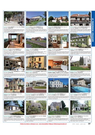 42 LOIRE ST BONNET LE COURREAU PROPRIETE F9 270 m²
Terrain: 3000 m² 310 000€ Ref: 813707 - 04.99.74.74.85

42 LOIRE VILLEREST PROPRIETE VITICOLE F7 440 m² Terrain: 2 ha
310 000€ Ref: 814003 - 06.45.67.78.65

42 LOIRE ST BONNET LE COURREAU PROPRIETE AGRICOLE F23 900 m²
Terrain: 6000 m² 380 000€ Ref: 813672 - 06.81.97.15.28

PRIX EN BAISSE.Maison en pierre entièrement restaurée en 1997. Sur 2 niveaux avec 60 m² de combles aménageables, 2 terrasses, piscine, pool house, terrain de boules. Terrain clos, arboré de 4696 m² sans vis-à-vis dont
1700 m² constructible. / classe énergie: D

60km St Etienne-15km Montbrison, maison de caractère entièrement rénovée avec activité gîte de france 4épis, 270m², 3 niveaux, terrain 3000m², vue
panoramique sur plaine du Forez, possibilité vente meublée. Disponible septembre 2013. / classe énergie: D

6km Roanne et 82km Clermont Ferrand, ancien chaix de 1782 à rénover sur
1,76 ha de terrain, 5 grandes chambres, buanderie, salon, pièce à vivre, 2
caves, cuvage, écurie, pigeonnier, dépendance 70 m², vue sur le lac de Villerest. / classe énergie: G

Ensemble d'habitation entièrement rénové, 800m² habitables, 3 logements,
1 gîte rural 2 épis de 14 couchages possibles, 1 salle d'activité de 90m², salle de reunion de 20m².Toutes commodités. Parking. Terrasse gravillonnée
20m². / classe énergie: D

43 HAUTE - LOIRE ST PAL DE CHALENCON MAISON F6 170 m²
Terrain: 2385 m² 190 000€ Ref: 814490 - 04.71.61.30.97

43 HAUTE - LOIRE ST VINCENT MAISON F7 176 m² Terrain: 3996 m²
256 000€ Ref: 814596 - 06.75.06.36.43

43 HAUTE - LOIRE LAVOUTE CHILHAC MAISON F8 210 m² Terrain: 310 m²
349 000€ Ref: 801166 - 06.82.59.24.33

43 HAUTE - LOIRE BLAVOZY PROPRIETE 3000 m² Terrain: 10 ha
2 600 000€ Ref: 940106 - 06.85.01.09.95

Maison 170m² sur 2 niveaux : 1 appartement de 57 m² en rez de chaussée
et un autre de 117m² au 1er ét. Combles 2x50 m² au sol aménageables, terrain clos et arboré 2385 m², au calme, proche toutes commodités. Possible
terrain en + 2700 m². / classe énergie: D

Maison traditionnelle de 1999,176m² habitables sur 2 niveaux + atelier attenant de 100m², possibilité d'extension, 3 chambres,bureau
mezzanine,grand salon-séjour, garage, terrain clos et arboré 3996m².A négocier! / classe énergie: NC

Maison de caractère en pierres bâtie sur la roche en partie restaurée, 150m²
de plain pied + terrasse 30m², vue panoramique imprenable sur monument
historique au bord de l'Allier, site touristique dans la vallée du haut Allier. A
négocier / classe énergie: NC

Sur futur axe routier important (Lyon Toulouse), 8km Puy en Velay, site naturel protégé, propriété dans parc 10 ha dont 4ha constructible, hotel restaurant, piscine 20x10 + cafetéria, tennis, salle modulable 500m². Nombreuses
possibilités. / classe énergie: NC

44 LOIRE ATLANTIQUE LE CROISIC APPARTEMENT F6 152 m² 480 000€
Ref: 817626 - 06.16.98.73.90

44 LOIRE ATLANTIQUE LUSANGER RESTAURANT - TRAITEUR - BAR 75
000€ Ref: C756274 - 02.40.07.83.34

44 LOIRE ATLANTIQUE PREFAILLES HOTEL RESTAURANT- BAR BRASSERIE - CREPERIE 1 100 000€ Ref: C505376 - 06.74.96.86.11

44 LOIRE ATLANTIQUE CORDEMAIS MAISON F5 180 m² Terrain: 6870 m²
598 709€ Ref: 818439 - 06.24.42.03.10

Duplex de standing, au 2ème étage d'une maison du 17ème siècle, entièrement restauré, au sein du centre historique d'une cité de caractère. Dans une
rue calme, à 20 m des commerces et du port. Gare TGV sur place. Situé à 3 h
de Paris. / classe énergie: D

Proche de l'axe Nantes Rennes, bar restaurant traiteur. Clientèle fidèle depuis 24 ans, affaire saine avec un fort potentiel de développement. Salle de
restaurant 40 places + 50 places à l'étage. Cuisine récente (5 ans), déco salle 3 ans FONDS / classe énergie: NC

Affaire saine clientèle fidélisée, vend cause départ à l'étranger. Hôtel restaurant panoramique, vue sur mer, 26 chambres, bar brasserie crêperie. Le complexe dispose d'une grande terrasse face au port. Salle de séminaire à développer. FONDS / classe énergie: NC

Très belle maison d'architecte 180 m² parc de 6870 m² située à 22 km de
NANTES à CORDEMAIS. Proche toutes commodités. Très beaux volumes.
Fort potentiel. Grande pièce de vie, cheminée, 3 chambres, 2 salle de bains.
Réelle opportunité ! / classe énergie: C

44 LOIRE ATLANTIQUE PORNIC VILLA F6 163 m² Terrain: 208 m²
680 000€ Ref: 818927 - 02.40.64.26.98

44 LOIRE ATLANTIQUE ST HILAIRE DE CHALEONS MAISON F8 1104 m²
Terrain: 3200 m² 1 300 000€ Ref: 813858 - 06.74.59.11.86

44 LOIRE ATLANTIQUE PONT ST MARTIN CHATEAU F11 500 m²
Terrain: 9 ha 1 610 000€ Ref: 815631 - 02.40.26.85.73

44 LOIRE ATLANTIQUE ST NICOLAS DE REDON PROPRIETE F7 200 m²
Terrain: 1.1 ha 355 000€ Ref: 818435 - 06.87.63.11.32

Merveilleuse maison, vue imprenable sur le port et la mer. Toutes commodités et commerces à pied. Rénovation de haute qualité datant de 2011.Aspiration centralisée, son ascenseur et sa dépendance. Garage à proximité.A
voir absolument ! / classe énergie: C

25 km de Nantes,20 km de Pornic,12 km de la mer,20 km de l'aéroport,3 mn
de la gare SNCF,environnement calme,loft contemporain 2009 de caractère
607 m² + garage entrepôt 497 m²,parc arboré clos,piscine intérieure chauffée,clim réversible / classe énergie: NC

Dans un parc paysager de 9ha, château de 1830 de 500m² sur trois niveaux,
dépendances avec piscine chauffée, cuisine, salle de réception de 300 m². Le
domaine recevant du public (artistes, concerts, etc) peut être exploité commercialement. / classe énergie: NC

Magnifique propriété de 1,10 ha avec boxes à chevaux. Piscine couverte et
dépendances. 1h de Nantes, Rennes et Vannes. Dans un site verdoyant. Maison ancienne en pierres, entièrement rénovée et grande véranda. Emplacement exceptionnel ! / classe énergie: D

44 LOIRE ATLANTIQUE ABBARETZ PROPRIETE AGRICOLE F7 180 m²
Terrain: 20 ha 1 305 000€ Ref: 817545 - 02.40.87.00.85

45 LOIRET INGRANNES MAISON F6 169 m² Terrain: 965 m² 220 000€
Ref: 806016 - 06.33.98.08.23

45 LOIRET FONTENAY S/LOING MAISON F6 120 m² Terrain: 1526 m²
260 000€ Ref: 806913 - 02.38.95.78.35

45 LOIRET FOUCHEROLLES MAISON F6 190 m² Terrain: 2800 m²
320 000€ Ref: 808170 - 06.37.96.42.93

Axe nantes chateaubriant pour les amoureux de la chasse et nature avec
etang arbre centenaire propriété sur 20hectares de terrain clos arboré avec
maison de 180m² hab sur 2 niveaux type f7 hangar garage A VOIR! / classe
énergie: A

Entre Pithiviers et Orléans au coeur de la forêt domaniale,dans hameau résidentiel calme, maison d'architecte plain pied avec étage sur terrain clos, arboré. Séjour cathédrale, cheminées, cuisine, cellier, 2 pièces d'eau, terrasse
couverte. / classe énergie: E

Paris Sud 1h, région touristique Gâtinais, quartier pavillonnaire calme. Maison en très bon état. 4 chambres, cuisine indépendante équipée, salon séjour insert, 2 pièces d'eau, 2terrasses, dépendance, terrain clos arboré. / classe énergie: NC

Paris 1h,Région Gâtinais en Bourgogne village, commodités et accés autoroutier.Parc boisé, maison bon état, 2 niveaux,3 chambres+grand
bureau,séjour salon insert,cuisine équipée, buanderie, lingerie,2 terrasses
dallées.3 garages.A négocier. / classe énergie: NC

Visitez les biens à distance sur : www.immobilier100pour100entreparticuliers.fr

N ° 9 1 • M A R S - A V R I L 2014

37

LE PANORAMA COULEURS

42 LOIRE ST CHAMOND MAISON F5 125 m² Terrain: 4696 m² 440 000€
Ref: 816473 - 06.09.48.47.95

 