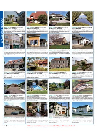 LE PANORAMA COULEURS

70 HAUTE - SAONE SAULX PROPRIETE F8 250 m² Terrain: 5000 m²
255 000€ Ref: 818515 - 06.62.88.45.68

70 HAUTE - SAONE VESOUL PROPRIETE F8 253 m² Terrain: 700 m²
350 000€ Ref: 817860 - 06.63.10.74.72

70 HAUTE - SAONE MELISEY PROPRIETE F9 255 m² Terrain: 1 ha
495 000€ Ref: 817858 - 06.32.59.23.83

70 HAUTE - SAONE FROIDECONCHE ETANG Terrain: 9.57 ha 185 000€
Ref: 817500 - 06.80.65.60.08

Dans village proche toutes commodités. 10mn Vesoul. 15mn Luxeuil-lesBains. Ancienne ferme comtoise fin XVIIIème. Terrain clos arboré. Piscine à
rénover. Bassin aquatique. Grange et grenier aménageables. F1 indépendant
en plus. / classe énergie: NC

Quartier calme à 2 pas du centre ville et gare. Maison d'architecte exposée
plein sud. Vue dégagée. Terrain clos et paysagé. Prestations haut de gamme.
3 sources d'énergie. Proximité immédiate de toutes commodités. Accès facile, handicapés. / classe énergie: D

Dans les Mille étangs, au pied des Ballons des Vosges. Maison de construction traditionnelle sur sous-sol complet. Construite sur terrain clos paysagé
avec ruisseau, bordé par rivière. Très belles prestations. Chauffage 2 énergies. Au calme / classe énergie: NC

Près des 1000 étangs du parc naturel des Ballons des Vosges, 2 étangs avec
accès facile. Région touristique, stations thermales, ski. Nombreuses possibilités : chasse réservée, canotage, baignade, pêche organisée. Existence légal
A négocier / classe énergie: NC

71 SAONE - ET - LOIRE TOURNUS IMMEUBLE 530 m² 500 000€
Ref: 807686 - 01.45.99.30.20

71 SAONE - ET - LOIRE MONTCEAU LES MINES MAISON F4 100 m²
Terrain: 472 m² 131 000€ Ref: 1019075 - 06.62.00.71.50

71 SAONE - ET - LOIRE ST GERMAIN DU BOIS MAISON F7 148 m² Terrain:
1360 m² 160 000€ Ref: 816582 - 03.85.72.04.42

71 SAONE - ET - LOIRE NEUVY GRANDCHAMP LONGERE F4 115 m²
Terrain: 1.5 ha 184 000€ Ref: 778845 - 03.89.73.25.40

30km Mâcon et Chalon sur Saône, ville 7000 habitants, toutes commodités.
Immeuble de rapport rez+2, 3 locaux commerciaux ( 2 de 100m² et 1 de
60m²), 1 appartement de 60m² et 4 appartements de 50m² environ.Toujours
loué depuis 1975. / classe énergie: NC

Maison de ville. Terrain clos entièrement rénovée. Pas de travaux à faire. Cuisine équipée. Salle de bains. Isolation extérieure. Chaudière à condensation.
Photovoltaïque en attente. Calme agréable. Centre ville. Plan d'eau. Parc loisirs. / classe énergie: C

Villa de construction traditionnelle montée par des artisans. Un appartements pouvant se partager en 2 : T3 et T4, sur sous-sol avec garage atelier
et cave,comble aménageable 140m².Véranda et terrasse. Dans un quartier
calme / classe énergie: E

A environ 10 mn de Gueugnon,Digoin et Bourbon Lancy, dans village calme,
proche commodités, belle longère du XIXème compplètement rénovée, tout
confort, avec dépendances attenantes et aménageables. Vue très dégagée.
Cave voutée. / classe énergie: E

71 SAONE - ET - LOIRE ST MAURICE EN RIVIERE MAISON 300 m² Terrain:
2086 m² 230 000€ Ref: 804331 - 06.20.59.91.77

71 SAONE - ET - LOIRE LA CHAPELLE NAUDE MAISON F8 220 m² Terrain:
4379 m² 285 000€ Ref: 814047 - 03.85.75.49.24

71 SAONE - ET - LOIRE CHAUFFAILLES MAISON F8 193 m²
Terrain: 2000 m² 295 000€ Ref: 801123 - 06.20.75.10.78

71 SAONE - ET - LOIRE TOURNUS MAISON F5 180 m² Terrain: 5300 m²
358 000€ Ref: 816633 - 06.26.86.59.11

Ferme restaurée de 1811 avec terrain arboré de 2086 m² surface habitable
de 300 m² environ plus 100 m² de grenier aménageable, nombreuses dépendances, grange, cave voûtée situé à 15 km de Chalon sur Saône et 25 km de
Beaune / classe énergie: D

Ancienne ferme typique Bressanne entièrement rénovée depuis 2001, maison principale de 6pièces,appartement indépendant,possibilité agrandissement dans grenier aménageable,grange,écurie,atelier,abri,terrasse,terrain
paysager avec pièce d'eau / classe énergie: E

Maison de maître restaurée récemment, de grands volumes, beaucoup de
charme, cuisine équipée, chauffage central gaz de ville, comble aménageable, sous sol avec garage, terrasse et véranda, parc arboré et clos, coeur
d'un village typique / classe énergie: F

Maison de 180 m², sur sous-sol complet, 2 terrasses dont 1 couverte, abri 3
voitures. Terrain clos et arboré de 5300 m² (possibilité de réduire ou augmenter cette surface) avec cour bitumée. Sur les hauteurs du village avec
vue panoramique. / classe énergie: C

71 SAONE - ET - LOIRE TORCY MAISON F8 380 m² Terrain: 3000 m²
420 000€ Ref: 940945 - 06.21.20.05.42

71 SAONE - ET - LOIRE LEYNES MAISON F6 160 m² Terrain: 9500 m²
445 000€ Ref: 804330 - 06.16.72.55.61

71 SAONE - ET - LOIRE CHAGNY MAISON F8 240 m² Terrain: 4700 m²
449 000€ Ref: 817773 - 03.85.87.35.47

71 SAONE - ET - LOIRE MARTIGNY LE COMTE PROPRIETE F13 336 m²
Terrain: 2 ha 465 000€ Ref: 816495 - 03.85.85.49.48

Dans quartier calme et résidentiel, à 8 mn de la gare TGV de Montchanin, 40
mn de Lyon et 1h20 de Paris, magnifique villa d'architecte sur terrain clos
paysager. Sous-sol complet. 3 garages. Parfaite isolation. Prestations haut de
gamme. / classe énergie: C

Maison d'architecte de plain pied des années 70. Située au coeur du vignoble du beaujolais surface 160 m². Nombreuses baies vitrées sur terrain
arboré avec ruisseau de 9500 m² et à 1h30 de Paris en TGV. Panorama exceptionnel. Très calme. / classe énergie: E

Coeur du vignoble bourguignon, route des vins, à 15 mn de Beaune et Chalon-Sur-Saône. Propriété de charme du XVIIIème avec parc.Vaste caves voutées. Importantes dépendances à conforter. Secteur calme, proche canal navigable et voie verte. / classe énergie: C

En région Bourgogne, au coeur du Charollais, 50 km des grands crus et 2h
Paris par TGV, petit hameau de 4 maisons complètement rénovées vendues
meublées et équipées. 2ha de terrain avec ruisseau. Cadre naturel et préservé. Région de bocage / classe énergie: F

71 SAONE - ET - LOIRE PARAY LE MONIAL PROPRIETE AGRICOLE F5
134 m² Terrain: 30 ha 500 000€ Ref: 814263 - 06.88.49.49.42

72 SARTHE LE MANS FLEURISTE 233 000€ Ref: C756246 06.12.30.06.70

72 SARTHE LAVENAY MAISON F6 89 m² Terrain: 900 m² 125 000€
Ref: 818349 - 02.98.63.22.16

72 SARTHE LAIGNE EN BELIN MAISON F4 74 m² Terrain: 478 m²
159 000€ Ref: 808256 - 06.30.77.40.94

A 5mn du centre de Paray le Monial, propriété agricole dans cadre agréable
proche étangs et bois. 30 ha drainés. Maison d'habitation de construction
traditionnelle sur sous-sol complet. 2 stabulations de 700 et 800 m². / classe
énergie: E

Affaire à saisir sur le Mans boutique de fleurs sur la place majeure du Mans,
face cathédrale, futur centre culturel et tramway, composé d'une boutique
de vente, atelier, cour style vénitien, cave et sa réserve, emplacement 1er
ordre FONDS / classe énergie: NC

Bessé sur Braye à 8 km, Chartres sur le Loir à 11 km.Vous tomberez sous le
charme de cette maison de caractère rénovée, en très bon état. 89 m². Garage, parking, cour, pompe à eau. Terrasse, abri de jardin. Terrain clos paysager
arboré. / classe énergie: G

A 15km du MANS sud, Huisseries PVC blanc Neuves. : Séjour / salon 27 m²
exposé sud, entrée, terrasse, 2 chambres, salle d'eau, wc, cuisine équipée.
Au sous sol :grand garage,cave. atelier. terrain arboré.Cloture PVC blanc récente / classe énergie: E

52

N ° 9 1 • MARS - AVRI L 2014

Visitez les biens à distance sur : www.immobilier100pour100entreparticuliers.fr

 