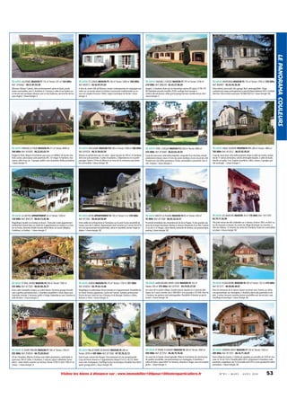 72 SARTHE ST LONGIS MAISON F5 140 m² Terrain: 5000 m² 200 000€
Ref: 804513 - 02.43.97.91.03

72 SARTHE SAVIGNE L EVEQUE MAISON F7 197 m² Terrain: 3738 m²
210 000€ Ref: 808249 - 02.43.27.98.29

72 SARTHE MONTABON MAISON F5 135 m² Terrain: 1595 m² 250 000€
Ref: 800007 - 02.43.44.36.40

Allonnes. Maison 7 pièces, dans environnement calme et boisé, proche
toutes commodités, avec 5 chambres et 1 bureau,2 salles d'eau balnéo sur
un terrain avec portique,cabanon,cave en dur, barbecue, terrasse.Pas de travaux.Urgent. / classe énergie: E

A 5mn du centre ville de Mamers, maison contemporaine en campagne non
isolée sur un terrain arboré et fruitiers.Construction traditionnelle sur un
sous sol complet d'environ 100m², région touristique du Perche / classe
énergie: E

longère. 3 chambres dont une en mezzanine.cuisine A/E.séjour 57 M².197
M² habitable.véranda chauffée 29 M².cauffage fioul+pompe à
chaleur.sdb.sde.bureau cellier grand garage.terrasse carrelée.terrain clôs /
classe énergie: E

S/terr.arboré,const.tradi.:rdc=garage 36m²-aménagés58m². Etage
:sal/sàm/cuisi.sépar.aménagée/entr.couloir/3chbres/sdeb/wc.87m².Combles
30m²env. 2kms entrée autoroute. Tél.0662292122 / classe énergie: NC

72 SARTHE PARIGNE LE POLIN MAISON F8 211 m² Terrain: 8690 m²
340 000€ Ref: 819283 - 06.22.65.63.14

72 SARTHE MULSANNE MAISON F10 300 m² Terrain: 2500 m² 500 000€
Ref: 810326 - 06.21.04.05.58

72 SARTHE YVRE L EVEQUE MAISON F12 268 m² Terrain: 9460 m²
555 000€ Ref: 815684 - 06.63.02.20.55

72 SARTHE SABLE S/SARTHE PROPRIETE F11 300 m² Terrain: 1800 m²
705 000€ Ref: 813312 - 06.07.65.95.81

Parigne le Polin. Maison d'architecte avec sous-sol. 8690m² de terrain clos.
Hall, cuisine, salon séjour, suite parentale, WC. 1er étage: 4 chambres, mezzanine, salle d'eau, wc. 2 garages, atelier, cave, buanderie. Belles prestations.
/ classe énergie: D

Maison en parfait état avec un salon - séjour de plus de 100 m², 6 chambres
dont une suite parentale, 3 salles d'eau/bains, 2 dépendances et un jardin
paysager. Située à 10 km du Mans et au coeur de la commune avec toutes
les commodités / classe énergie: NC

Coup de coeur pour cette belle propriété, composée d'un très beau moulin
entièrement rénové, situé à 10 mn du centre du Mans et son circuit des 24H.
Produit rare, très belles prestations. Toutes commodités à proximité. Une visite s'impose. / classe énergie: E

Coup de coeur pour cette belle propriété située à Sablé sur Sarthe, composée de 11 pièces principales, cuisine aménagée équipée, 2 salles de bains,
douche sur palier, 3 wc, lingerie, buanderie, cellier, caveau, 2 garages, grenier aménagé. / classe énergie: C

73 SAVOIE LA GIETTAZ APPARTEMENT 42 m² Terrain: 1200 m²
120 000€ Ref: 804135 - 06.64.72.85.98

73 SAVOIE AITON APPARTEMENT F4 100 m² Terrain: 0 m² 239 000€
Ref: 817262 - 06.64.69.58.89

73 SAVOIE MACOT LA PLAGNE MAISON F4 65 m² Terrain: 200 m²
55 000€ Ref: 817268 - 06.03.32.42.51

73 SAVOIE LES MARCHES MAISON 78 m² 170 000€ Ref: 1011359 04.79.71.56.99

Magnifique meublé à la Giettaz en Aravis - Particulier vends appartement
entièrement rénové dans un chalet de 4 appartements en station à La Giettaz en Aravis, domaine skiable Evasion Mont-Blanc en Savoie (Megève,
Combloux, La Giettaz) / classe énergie: E

Entre vallée de la Maurienne et Tarentaise, sur le point le plus ensoleillé de
Savoie, (axe des 4 vallées). Appartement neuf construit sur l'ancien fort d'Aiton, vue panoramique exceptionnelle, calme et ensoleillé, dernier étage en
duplex. / classe énergie: NC

Proximité immédiate des remontées de ski de la Plagne, 1h des grandes stations de la Haute Tarentaise. Maison à rénover mitoyenne d'un côté, 4 pièces
(2 au rdc+2 à l'étage), calme absolu, entourée de verdure, vue panoramique,
parking / classe énergie: NC

Très jolie maison de ville, habitable sur 2 niveaux. Environ 78m², et 45m² au
rez de chaussée à rénover. Au centre du village historique Les marches, à
50m du château, 12 minutes du centre de Chambéry. Toutes les commodités
sur place. / classe énergie: NC

73 SAVOIE ST PAUL S/ISERE MAISON F4 200 m² Terrain: 1500 m²
355 000€ Ref: 817265 - 06.85.08.20.27

73 SAVOIE ALBENS MAISON F9 210 m² Terrain: 1730 m² 357 000€
Ref: 818554 - 04.79.54.13.88

73 SAVOIE LANSLEBOURG MONT CENIS MAISON F4 102 m²
Terrain: 250 m² 375 000€ Ref: 819181 - 04.79.05.27.02

73 SAVOIE PLANCHERINE MAISON F6 200 m² Terrain: 723 m² 410 000€
Ref: 817271 - 06.09.86.40.81

Dans cadre champêtre unique, au calme absolu. Ancienne grange rénovée
avec superbes prestations bois, 2 chambres possibilité 4.Vaste séjour avec
cheminée centrale, 2 terrasses, poêle à l'étage. Dépendance avec chambre et
salle de bains. / classe énergie: E

Magnifique et authentique ferme rénovée en 4 appartements. Possibilité de
les réunir. Poutres apparentes. Cachet de l'ancien. Isolation performante.
Proche de tout. Entre les lacs d'Annecy et du Bourget. Stations à 30mn,
thermes à 10mn. / classe énergie: D

Au coeur de la station-village. Grande maison séparée en 2 maisons identiques, les 2 sont à vendre, une à 390 000 E et la seconde à 375 000. Pour les
2 maisons, les greniers sont aménageables. Possibilité d'étendre un peu le
terrain. / classe énergie: NC

Pour les amoureux de la nature, maison ancienne avec charme, au calme,
vue panoramique sur montagnes, 3 chambres dont suite parentale en duplex, 3 salons, terrasse couverte, piscine ensoleillée sud, terrain plat, cave,
chauffage économique. / classe énergie: NC

73 SAVOIE ST JEOIRE PRIEURE MAISON F7 180 m² Terrain: 2100 m²
455 000€ Ref: 818545 - 04.79.28.04.61

73 SAVOIE BELLECOMBE EN BAUGES MAISON F8 280 m²
Terrain: 2878 m² 495 000€ Ref: 817266 - 07.70.78.22.12

73 SAVOIE ST PIERRE D ALBIGNY MAISON F6 200 m² Terrain: 2000 m²
495 000€ Ref: 817252 - 06.38.75.76.56

73 SAVOIE VERRENS ARVEY MAISON F7 154 m² Terrain: 1020 m²
499 000€ Ref: 817257 - 06.16.71.26.97

20 mn Chambéry. Maison d'artisan avec belles prestations, confortable et
spacieuse, 200 m² utiles, 4 chambres, 2 cuisines, séjour cathédrale. Toutes
pièces : baies vitrées ouvertes sur terrasse. Terrain 2100 m² dont 1500 m² en
coteau. / classe énergie: D

Dans le parc naturel des Bauges. Environnement et vue exceptionnelle.
Corps de ferme rénové en 3 appartements (étage F3 et F2, rdc F2). Matériaux sains écologiques, chauffage le plus économique chaudière bois déchiqueté, grange pierre. / classe énergie: NC

Au coeur de la Savoie, climat agréable. Maison d'architecte de construction
de qualité, ensoleillée, vue panoramique sur montagnes, 4 chambres, 2
salles de bains, séjour 60m² sur terrasse, véranda à l'étage, sous-sol complet,
jardin. / classe énergie: E

Dans village de charme, 2 chalets de standing sur parcelles de 1020 m² chacune, le 1er de 154 m² livrable juillet 2013, comprenant 4 chambres, suite
parentale, magnifique vue, le 2e livrable avril 2014, accès goudronné, belles
prestations. / classe énergie: NC

Visitez les biens à distance sur : www.immobilier100pour100entreparticuliers.fr

N ° 9 1 • M A R S - A V R I L 2014

53

LE PANORAMA COULEURS

72 SARTHE ALLONNES MAISON F7 133 m² Terrain: 431 m² 164 000€
Ref: 1016462 - 09.51.07.93.58

 