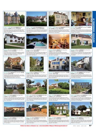 77 SEINE - ET - MARNE BARBIZON VILLA PRESTIGE F7 400 m²
Terrain: 2390 m² 1 600 000€ Ref: 819296 - 06.44.32.95.45

77 SEINE - ET - MARNE VALENCE EN BRIE PROPRIETE F5 135 m² Terrain:
1000 m² 534 000€ Ref: 818784 - 09.66.95.59.91

78 YVELINES VERSAILLES DUPLEX F8 178 m² Terrain: 0 m² 850 000€
Ref: 1010930 - 01.39.50.10.39

80km Paris, 20 de Meaux, bourg à 1h de Paris par SNCF. Manoir 19ème, restauré en 1996, toit refait, parc clos, pelouses, prés, bois, chapelle, maison
gardien, écurie, granges, remises. Réception de 120 m² en enfilade et larges
ouvertures. / classe énergie: D

Paris à seulement 30 mn, au coeur de Barbizon dans un environnement très
calme. Grande maison en L sur sous sol total et sur 2 niveaux. Organisée en
4 suites. Le luxe et la haute qualité sans ostentation sont au rendez-vous. /
classe énergie: NC

A 45 mn Paris. A 14km Fontainebleau. A 6km de l'A5. Ancien Presbytère du
XVIIème de 200m². prestations de haute qualité. Quartier calme. 4 suites.
Activité de maison d'hôte. Bonne rentabilité. Cadre superbe. www.chambreshotesstnicolas.com / classe énergie: G

Appartement DUPLEX 2è+3è étages pas de vis à vis, calme Parc sécurisé
cave, garage et 1 parking. Entrée avec escalier central, double séjour 2 salles
bains+2 douches 2 wc séparés 6 chambres dont une parentale. Possibilité
réaménager / classe énergie: NC

78 YVELINES BOISSY MAUVOISIN MAISON 180 m² Terrain: 3500 m²
420 000€ Ref: 814944 - 01.34.78.09.03

78 YVELINES LA CELLE LES BORDES MAISON F6 170 m² Terrain: 951 m²
625 000€ Ref: 819354 - 06.07.83.59.02

78 YVELINES SARTROUVILLE MAISON F7 194 m² Terrain: 450 m²
735 000€ Ref: 816752 - 06.47.47.42.92

78 YVELINES LE MESNIL LE ROI MAISON F6 182 m² Terrain: 560 m²
850 000€ Ref: 817982 - 06.03.07.20.61

A 50 mn de Paris, coup de coeur pour cette belle propriété, sur un parc de
3500 m² arboré et paysager, avec dépendance + studio aménagé, piscine
chauffée avec volets roulants. Très beau potentiel. Possibilité maison+3500m² terrain 420 000E. / classe énergie: D

Maison traditionnelle. Hall, chambre avec douche, Cuisine aménagée, salon
séjour cheminée insert,WC séparé, aspiration intégrée. Au 1er étage : 3
chambres, salle de bains balnéo + douche hammam.Vérandas. Jardin clos et
piscine chauffée. / classe énergie: NC

Vue dégagée sur Seine, maison tradi de qualité sur sous sol total
aménagé,garage double et jardin arboré clos. Belle prestation offrant volumes et luminosité. Grand Double séjour, 2 gr cuisines, 4/5 gr chambres,bureau,2 sdb.3 wc. / classe énergie: E

A 15 km de Paris,15 mn à pied du RER A ou SNCF Saint Lazare. Maison d'architecte très lumineuse. 4 chambres dont 1 suite parentale avec salle de
bains, dressing et wc, 2 salles d'eau, 2 wc, cuisine équipée, séjour 52 m². /
classe énergie: D

78 YVELINES HOUILLES MAISON F9 260 m² Terrain: 600 m² 860 000€
Ref: 815368 - 06.07.64.14.68

78 YVELINES RAMBOUILLET MAISON F8 260 m² Terrain: 2400 m²
875 000€ Ref: 816852 - 06.64.14.26.83

78 YVELINES CHATOU MAISON F8 230 m² Terrain: 450 m² 1 150 000€
Ref: 816412 - 06.65.77.58.48

79 DEUX - SEVRES SANSAIS IMMEUBLE F7 440 m² Terrain: 660 m²
580 000€ Ref: 817733 - 06.33.36.57.48

Résidentiel,5' RER+centre ville,très belle maison 260m² + sous-sol total
123m² aménagé,sur terrain arboré clos 600m².Beaux volumes et matériaux
de qualité.Triple séjour 58m²,cheminée,cuisine 30m²,4/6
chambres,2sdb.Idéal profession libérale. / classe énergie: NC

15km Rambouillet. Maison de maître, limite Yvelines, Paris 50km direct A10.
5 chambres, cuisine équipée, 3 salles de bains, atelier, 2 entrées. Grenier
aménagé. 2 garages. Spa de nage couvert. Studio indépendant. Jardin paysagé / classe énergie: F

Exceptionnel à 5 mn de La Défense (RER),villa F8 d'architecte BBC neuve sur
sous-sol total. Double séjour,cuisine,5 chambres dont 1 suite, 5 salle de
bains,5 wc, terrasse, jardin, garage. Péritel. Chaudière catalyse. Normes handicapés. / classe énergie: NC

Superbe ensemble immobilier offrant la possibilité d'exploitation de commerces, gîtes et chambres d'hôtes Terrain constructible attenant de 220 m²
pour agrandissement. Parking ou port privé. Situé dans la rue principale piétonne du village / classe énergie: D

79 DEUX - SEVRES POMPAIRE MAISON F5 110 m² Terrain: 750 m²
110 000€ Ref: 816619 - 06.10.89.33.53

79 DEUX - SEVRES COULONGES S/L AUTIZE MAISON F4 100 m² Terrain:
3290 m² 173 000€ Ref: 1006433 - 05.17.52.04.90

79 DEUX - SEVRES PAMPLIE MAISON F6 160 m² Terrain: 1510 m²
179 000€ Ref: 818875 - 05.49.25.62.37

79 DEUX - SEVRES MAZIERES EN GATINE MAISON F10 251 m² Terrain:
4400 m² 240 000€ Ref: 812852 - 05.49.63.23.51

Parthenay 4 km, village 2000 habitants, écoles, commerces. Belle maison rénovée 2001. Rez de chaussée surélevé, grand séjour, cheminée, 3 chambres
(dont 1 suite parentale), salle de bains, cuisine US équipée. Garage, grand
sous sol. / classe énergie: D

Maison d'architecte sur grand sous-sol, garage 3 voitures. Terrain clos arboré. Hall d'entrée, cuisine aménagée équipée, salon salle à manger avec cheminée, 3 chambres dont 1 avec cabinet de toilette, dressing, salle de bains,
wc, puits. / classe énergie: F

Dans jolie bourgade au bord de la rivière. Paisible maison de 160m² sur
1510m² de terrain aménagé. Possible 2 logements distincts car 2 cuisines.
Salon séjour. 2 salles d'eaux. 2 WC. Sous sol. Toutes commodités à proximité.
Calme assuré. / classe énergie: D

Construction sur sous-sol avec atelier, cave à vins, double garage, terrain
paysagé, hall d'entrée, salon salle à manger avec cheminée, véranda, cuisine américaine aménagée équipée, 5 chambres, bureau, bibliothèque, 2
salles de bains, 2 wc. / classe énergie: D

79 DEUX - SEVRES CHERVEUX MAISON F4 143 m² Terrain: 3000 m²
249 000€ Ref: 818882 - 06.17.91.28.82

79 DEUX - SEVRES PARTHENAY MAISON F8 240 m² Terrain: 1600 m²
250 000€ Ref: 816436 - 06.22.12.45.21

79 DEUX - SEVRES MAULEON MAISON F9 218 m² Terrain: 1410 m²
285 000€ Ref: 812851 - 05.49.81.45.00

79 DEUX - SEVRES VOUILLE MAISON F9 225 m² Terrain: 1756 m²
320 000€ Ref: 817435 - 05.46.30.78.86

Aux portes de Niort dans village historique de Cherveux. Pavillon de 143m².
grande pièce de vie. Cuisine. Séjour salon. Bureau. Douche à l'Italienne. 3
chambres. Sur 3000 m² de terrain paysagé. Chauffage au sol par géothermie. / classe énergie: A

Maison d'architecte sur terrain clos arboré, double garage (camping car).
Prestations luxueuses sur toute la construction. Cuisine américaine équipée
ouverte sur grand séjour, 6 chambres, 2 salles d'eau, 2 wc, buanderie, terrasse, préau. / classe énergie: B

Maison de caractère située proche centre ville avec tous services, hall d'entrée, salon, salle à manger, cuisine aménagée équipée, bureau, grande véranda côté jardin, 6 chambres, salle de bains, 2 salles d'eau, 3 wc, cave, garage, grenier. / classe énergie: E

Maison de caractère agrandie et refaite en 2000, terrain clos arboré, piscine
chauffée. Salon sous mezzanine, cheminée insert, salon, cuisine aménagée
équipée, salle de billard, 4 chambres, bureau, 2 salles d'eau + bains, 3 wc.
Dépendances. / classe énergie: D

Visitez les biens à distance sur : www.immobilier100pour100entreparticuliers.fr

N ° 9 1 • M A R S - A V R I L 2014

57

LE PANORAMA COULEURS

77 SEINE - ET - MARNE CROUY S/OURCQ MANOIR F14 450 m²
Terrain: 9 ha 1 390 000€ Ref: 814315 - 01.64.35.63.35

 