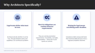 EU AI Act 2026: Practical System Architecture for Compliance | PDF