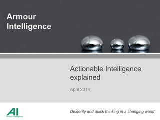 Dexterity and quick thinking in a changing world
Actionable Intelligence
explained
May 2014
 