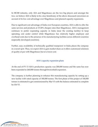 AIA Engineering Ltd (NSE Code - AIAENG) - Apr'14 Katalyst Wealth Alpha Recommendation