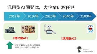 日本の労働人口の49％が人工知能や
ロボット等で代替可能に
野村総合研究所
http://www.nri.com/Home/jp/news/2015/151202_1.aspx
 