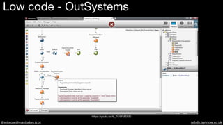 @sebrose@mastodon.scot seb@claysnow.co.uk
https://youtu.be/b_TK4YMSXIU
Low code - OutSystems
 