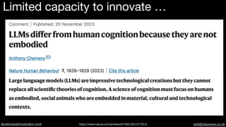 @sebrose@mastodon.scot seb@claysnow.co.uk
Limited capacity to innovate …
https://www.nature.com/articles/s41562-023-01723-5
 