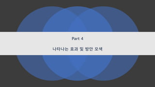 Part 4
나타나는 효과 및 방안 모색
 