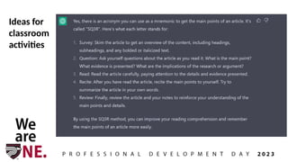 Ideas for
classroom
activities
 