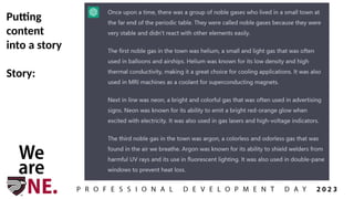 Putting
content
into a story
Story:
 