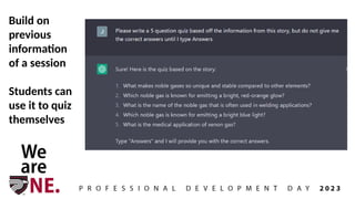 Build on
previous
information
of a session
Students can
use it to quiz
themselves
 