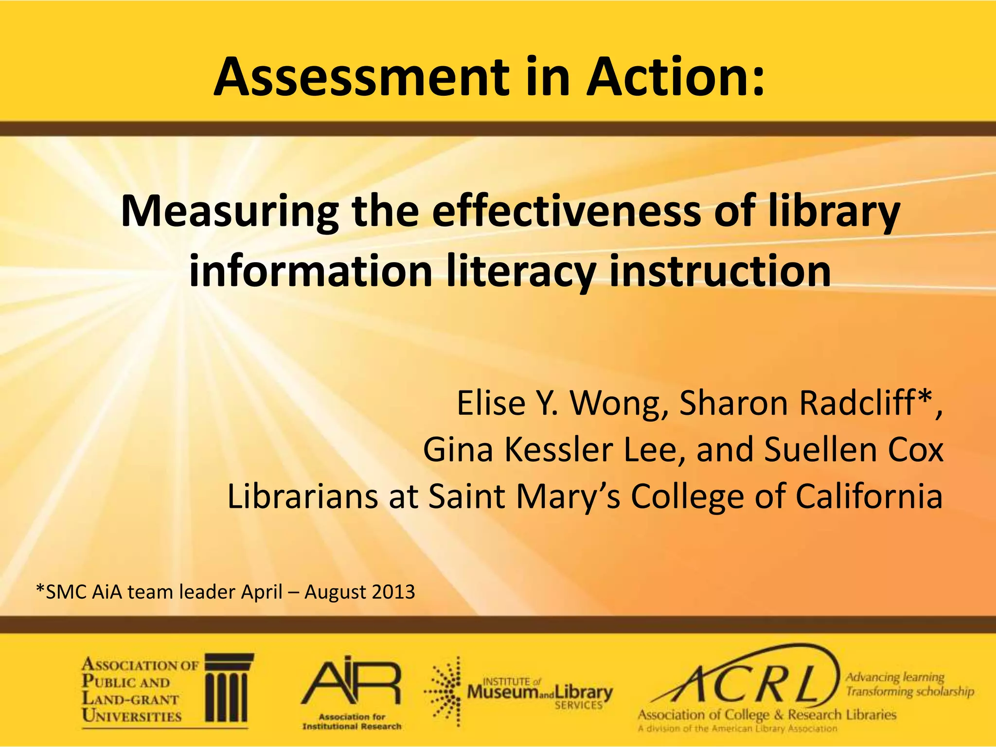 Measuring the effectiveness of library information literacy instruction ...