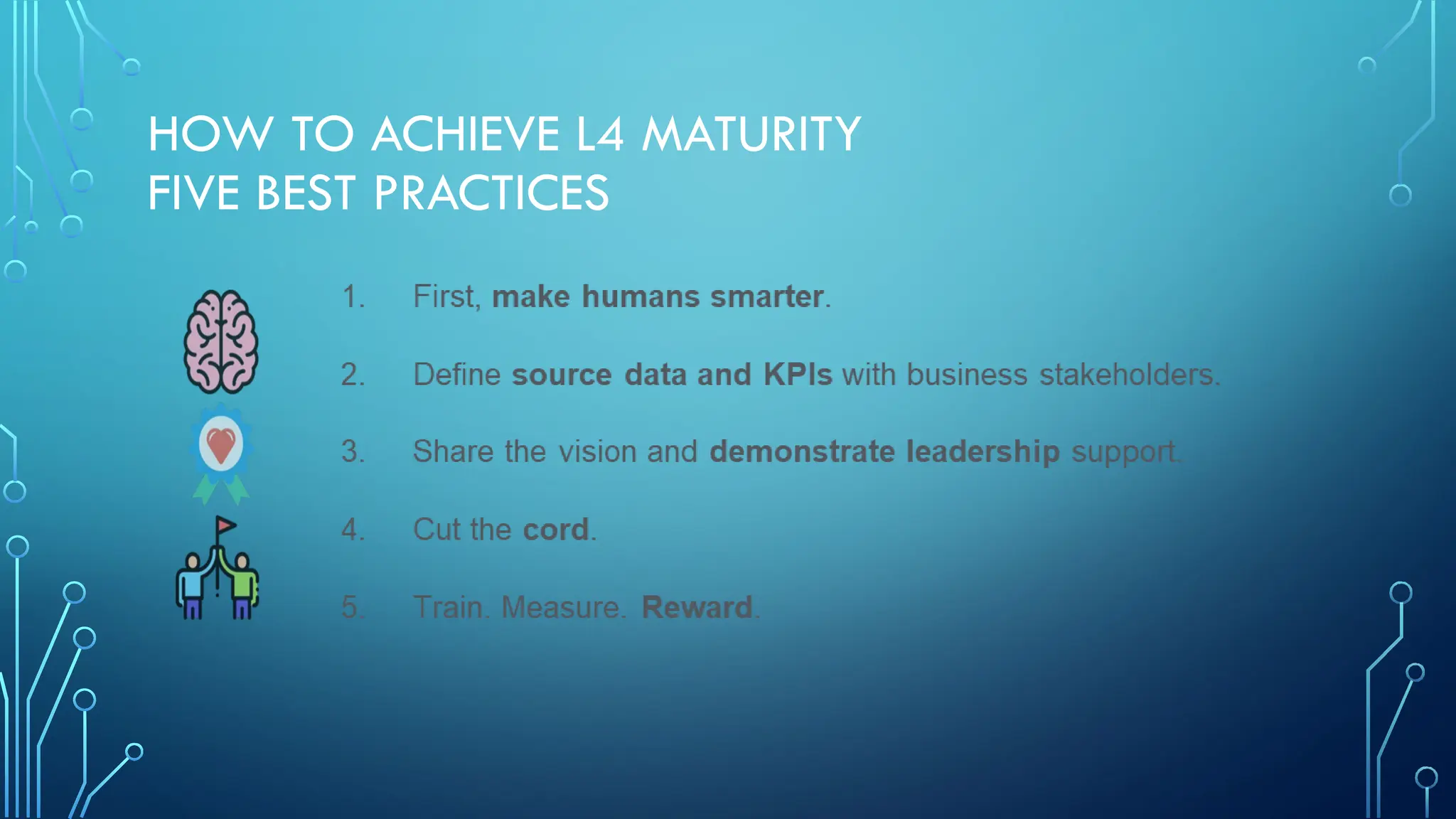 HOW TO ACHIEVE L4 MATURITY
FIVE BEST PRACTICES
 