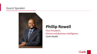 3
Guest Speaker
Phillip Rowell
Vice President,
Clinical and Business Intelligence
Carle Health
 