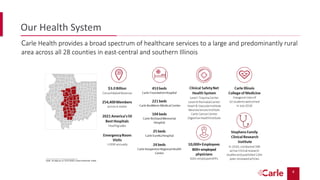 4
Our Health System
Carle Health provides a broad spectrum of healthcare services to a large and predominantly rural
area ...