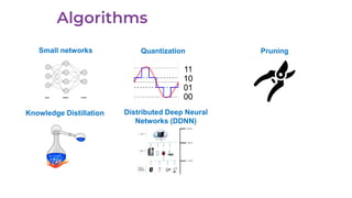 Quantization Pruning
Knowledge Distillation
Small networks
Distributed Deep Neural
Networks (DDNN)
 
