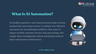 AI Automation A Smarter Approach to Cost Reduction | RUBIXE | PDF