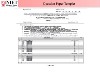 Question Paper Templet
 