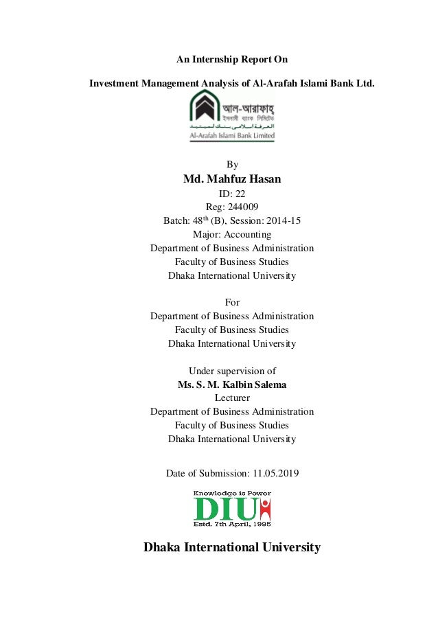 An Internship Report On Investment Management Analysis Of Al Arafah I