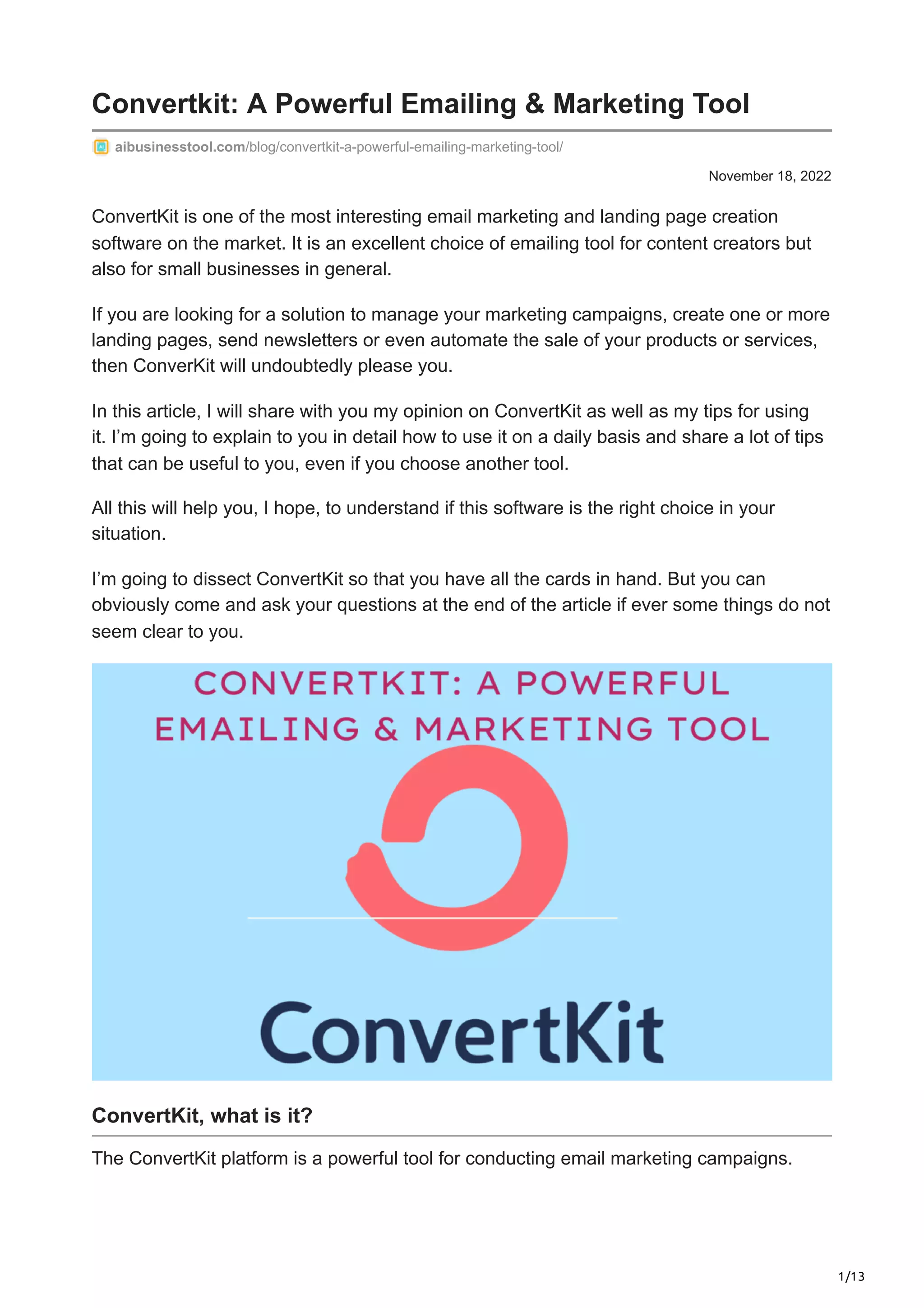 Convertkit Convertkit A Powerful Emailing Marketing Tool.pdf