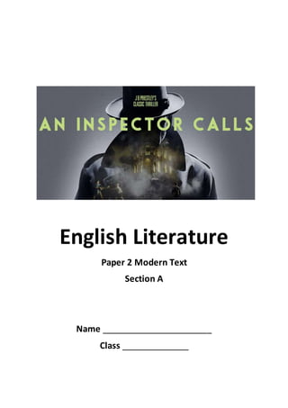 English Literature
Paper 2 Modern Text
Section A
Name _______________________
Class ______________
 