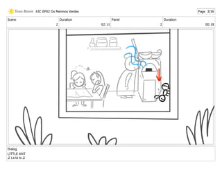 Scene
2
Duration
02:11
Panel
2
Duration
00:18
Dialog
LITTLE ANT
♫ La la la ♫
AIC EP02 Os Meninos Verdes Page 3/36
 