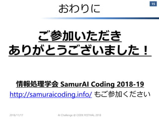 AI Challenge @ CODE FESTIVAL 2018 Final Round