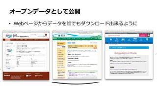 • Webページからデータを誰でもダウンロード出来るように
オープンデータとして公開
 