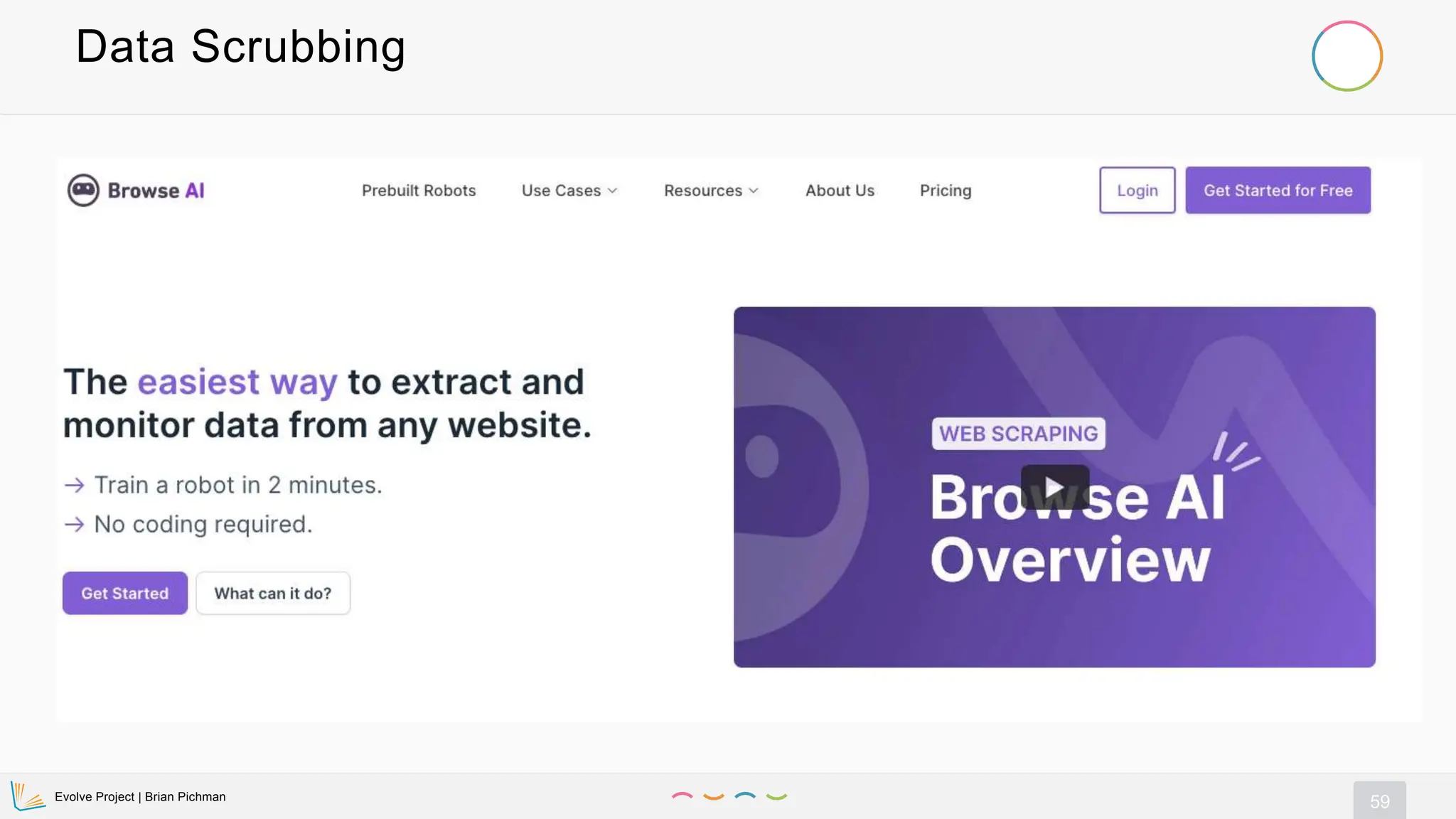Evolve Project | Brian Pichman
59
Data Scrubbing
 