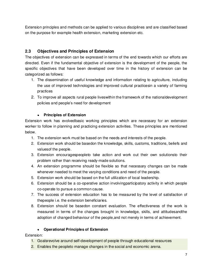 Perspective of Agricultural Extension