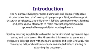 Create clear, reliable contracts with AI - AI Contract Generator | PPTX