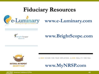Fiduciary Resources<br />www.e-Luminary.com<br />www.BrightScope.com<br />www.MyNRSP.com<br />