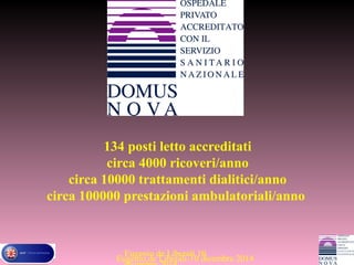 Eugenio de Liberali-10 dicembre 2014
Eugenio de Liberali 10
134 posti letto accreditati
circa 4000 ricoveri/anno
circa 10000 trattamenti dialitici/anno
circa 100000 prestazioni ambulatoriali/anno
 