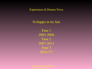 Eugenio de Liberali 10
Esperienza di Domus Nova
Sviluppo in tre fasi
Fase 1
2003-2006
Fase 2
2007-2013
Fase 3
2014-???
 