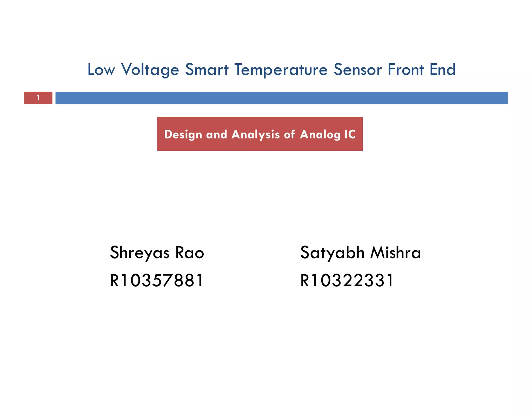 Front Temperature Sensor Low Voltage Temperature Sensor Front End | PDF