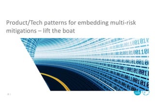 Product/Tech patterns for embedding multi-risk
mitigations – lift the boat
25 |
 