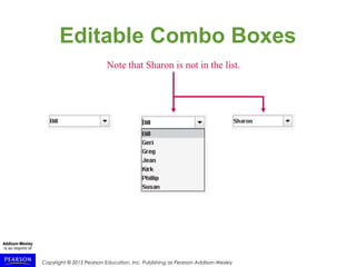 Copyright © 2015 Pearson Education, Inc. Publishing as Pearson Addison-Wesley
Editable Combo Boxes
Note that Sharon is not in the list.
 