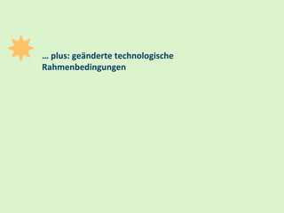 14
… plus: geänderte technologische
Rahmenbedingungen
 