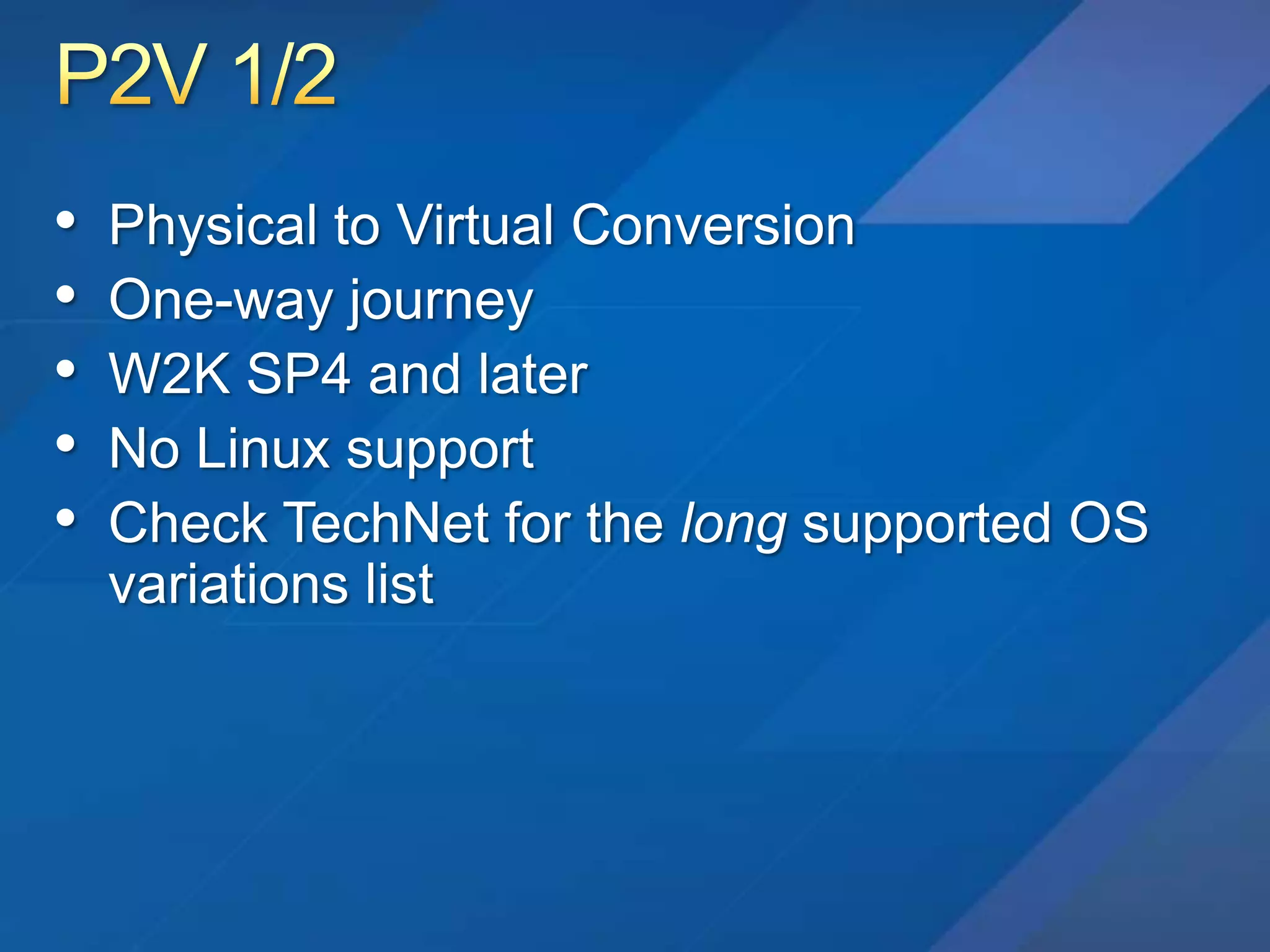 V2V and P2V migrations