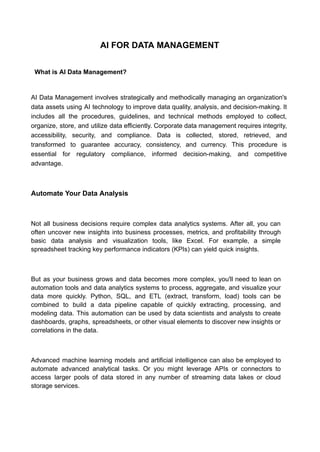 How Organizations are Using AI for Data Management | PDF