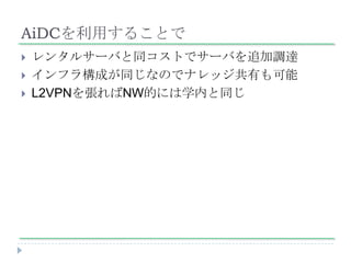 AiDCä뤳Ȥ
?   󥿥륵`ФͬȤǥ`Ф׷{_
?   ե阋ɤͬʤΤǥʥåФ
?   L2VPN򏈤NWĤˤѧڤͬ
 
