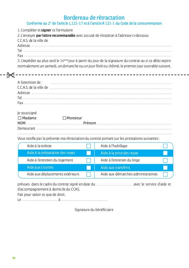 lettre de rétractation démarchage à domicile